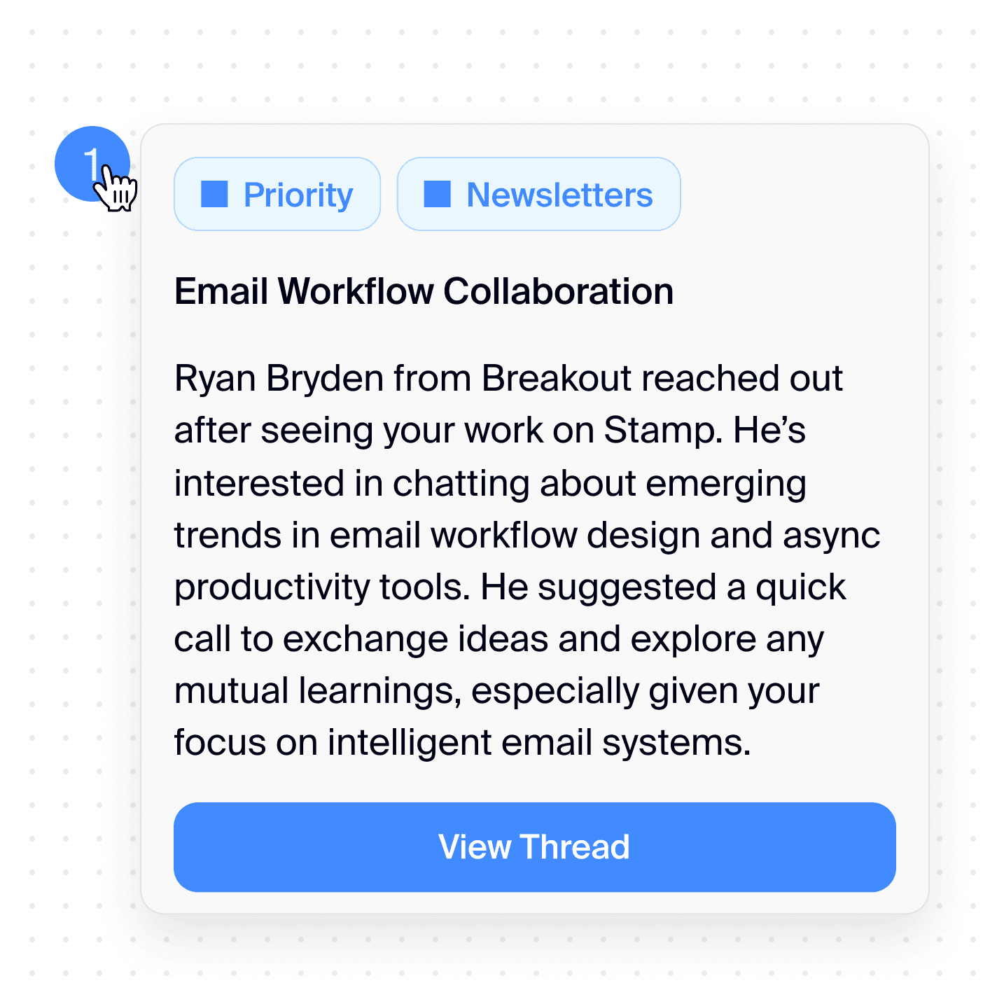 Email Citations. Stamp's Agent extracts information from your emails to answer your questions and provides citations for the emails it used.